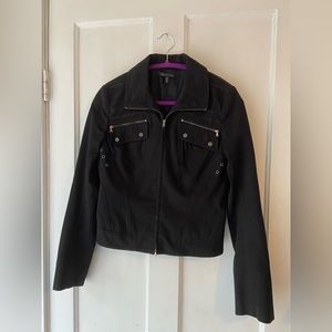 Elie Tahari snap sleeve cropped Moto Jacket